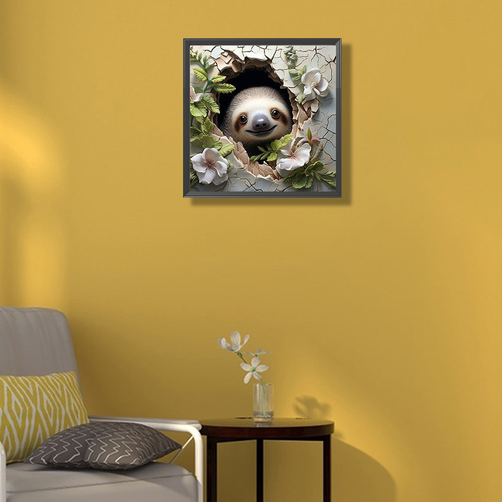 Sloth In Wall - Full Round Drill Diamond Painting 40*40CM