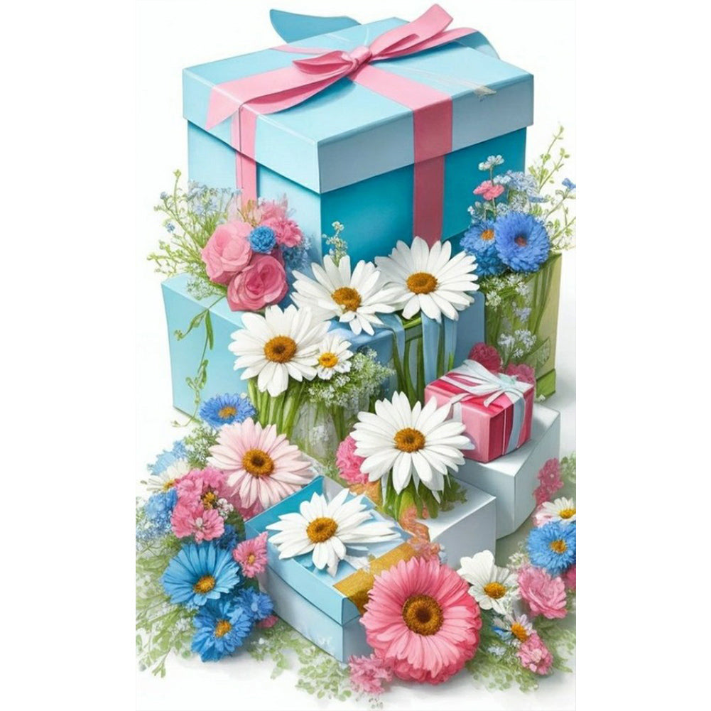 Flowers And Gift Box - Full Round Drill Diamond Painting 30*50CM