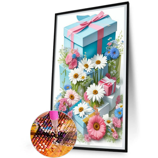 Flowers And Gift Box - Full Round Drill Diamond Painting 30*50CM