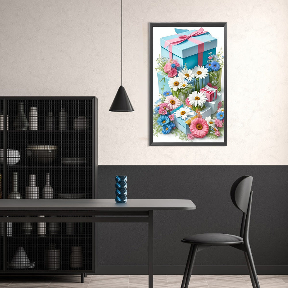 Flowers And Gift Box - Full Round Drill Diamond Painting 30*50CM