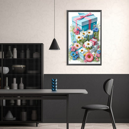 Flowers And Gift Box - Full Round Drill Diamond Painting 30*50CM