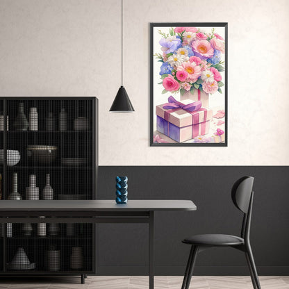 Flowers And Gift Box - Full Round Drill Diamond Painting 30*50CM