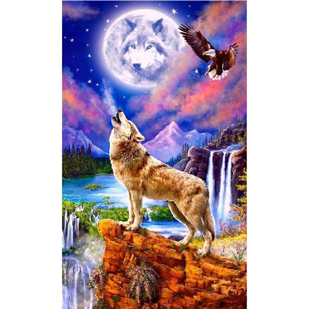 Wolf And Eagle In The Forest - 11CT Stamped Cross Stitch 40*65CM