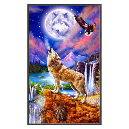 Wolf And Eagle In The Forest - 11CT Stamped Cross Stitch 40*65CM