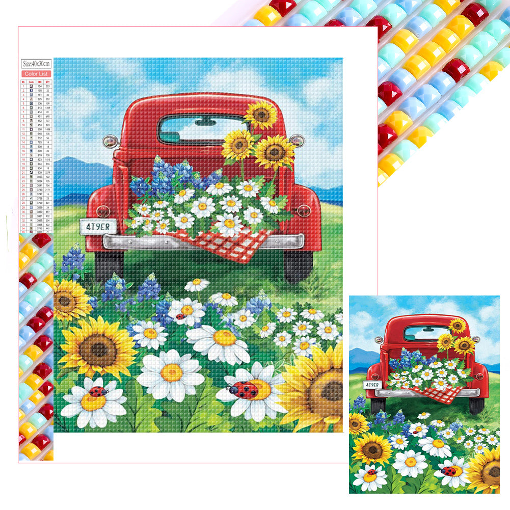 Sunflower Truck - Full Square Drill Diamond Painting 30*40CM