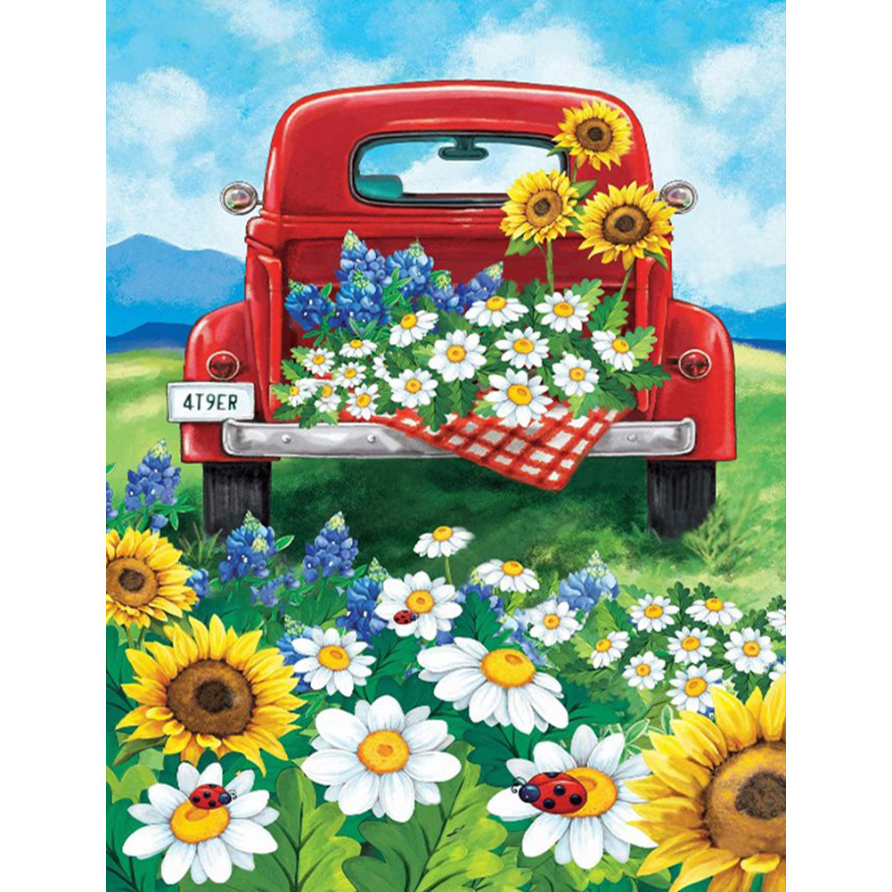 Sunflower Truck - Full Square Drill Diamond Painting 30*40CM