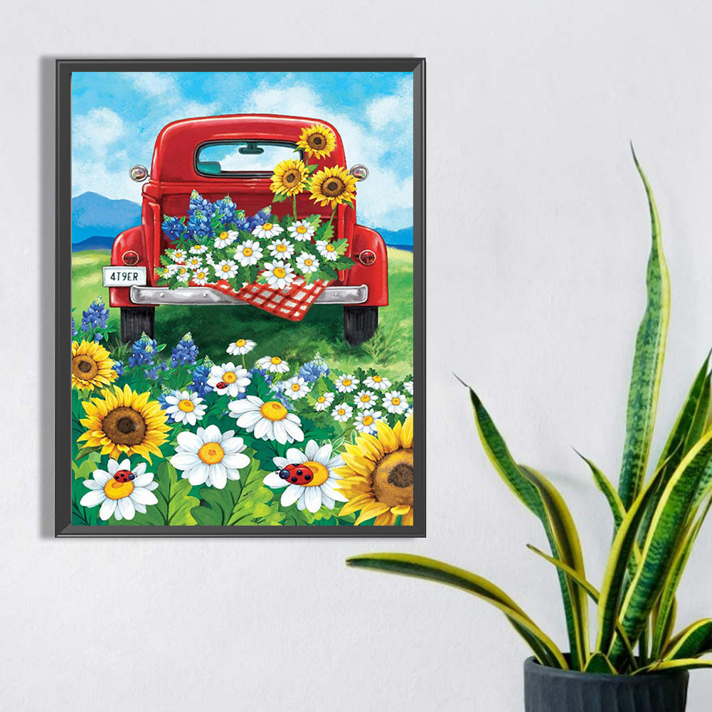 Sunflower Truck - Full Square Drill Diamond Painting 30*40CM