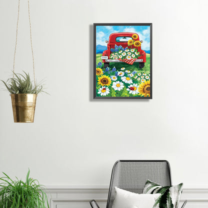 Sunflower Truck - Full Square Drill Diamond Painting 30*40CM