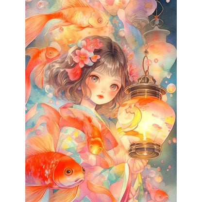 Lantern Girl - 11CT Stamped Cross Stitch 50*65CM