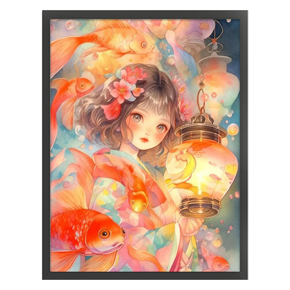 Lantern Girl - 11CT Stamped Cross Stitch 50*65CM