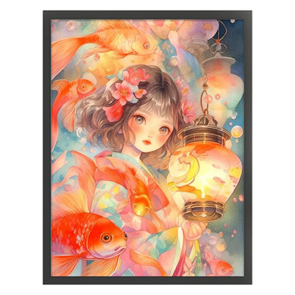 Lantern Girl - 11CT Stamped Cross Stitch 50*65CM