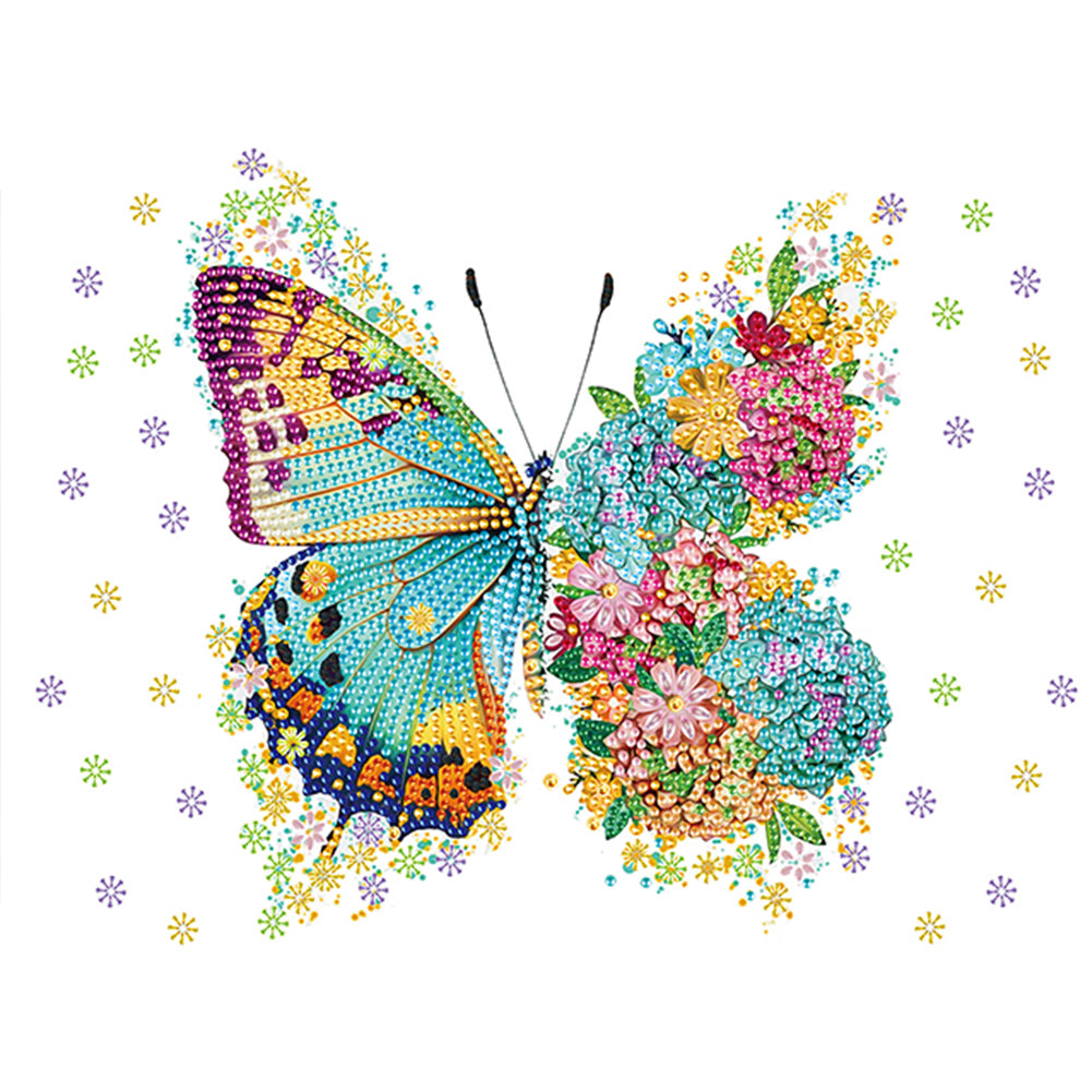 Green Butterfly Transforming Into Flower - Special Shaped Drill Diamond Painting 40*30CM