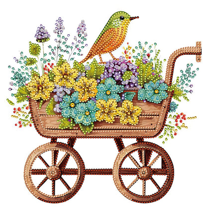 Birds, Flowers And Cart - Partial Special-Shaped Drill Diamond Painting 30*30CM