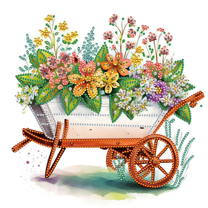 Flowers And Cart - Partial Special-Shaped Drill Diamond Painting 30*30CM