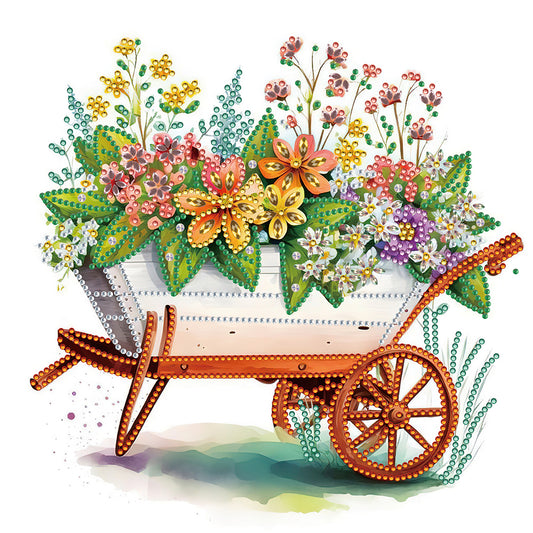 Flowers And Cart - Partial Special-Shaped Drill Diamond Painting 30*30CM