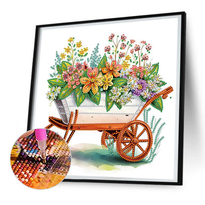 Flowers And Cart - Partial Special-Shaped Drill Diamond Painting 30*30CM