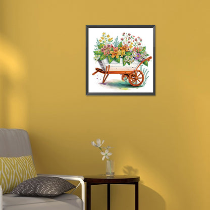 Flowers And Cart - Partial Special-Shaped Drill Diamond Painting 30*30CM