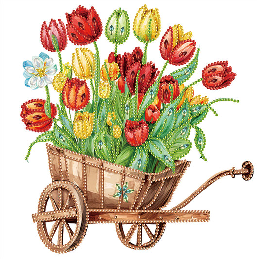 Tulips And Cart - Partial Special-Shaped Drill Diamond Painting 30*30CM