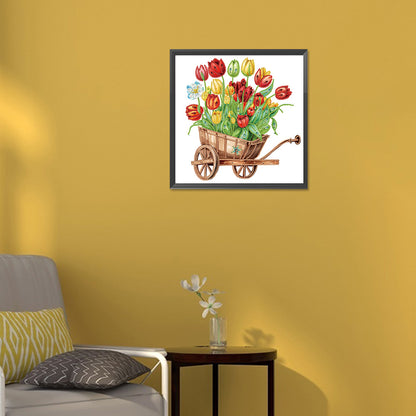 Tulips And Cart - Partial Special-Shaped Drill Diamond Painting 30*30CM