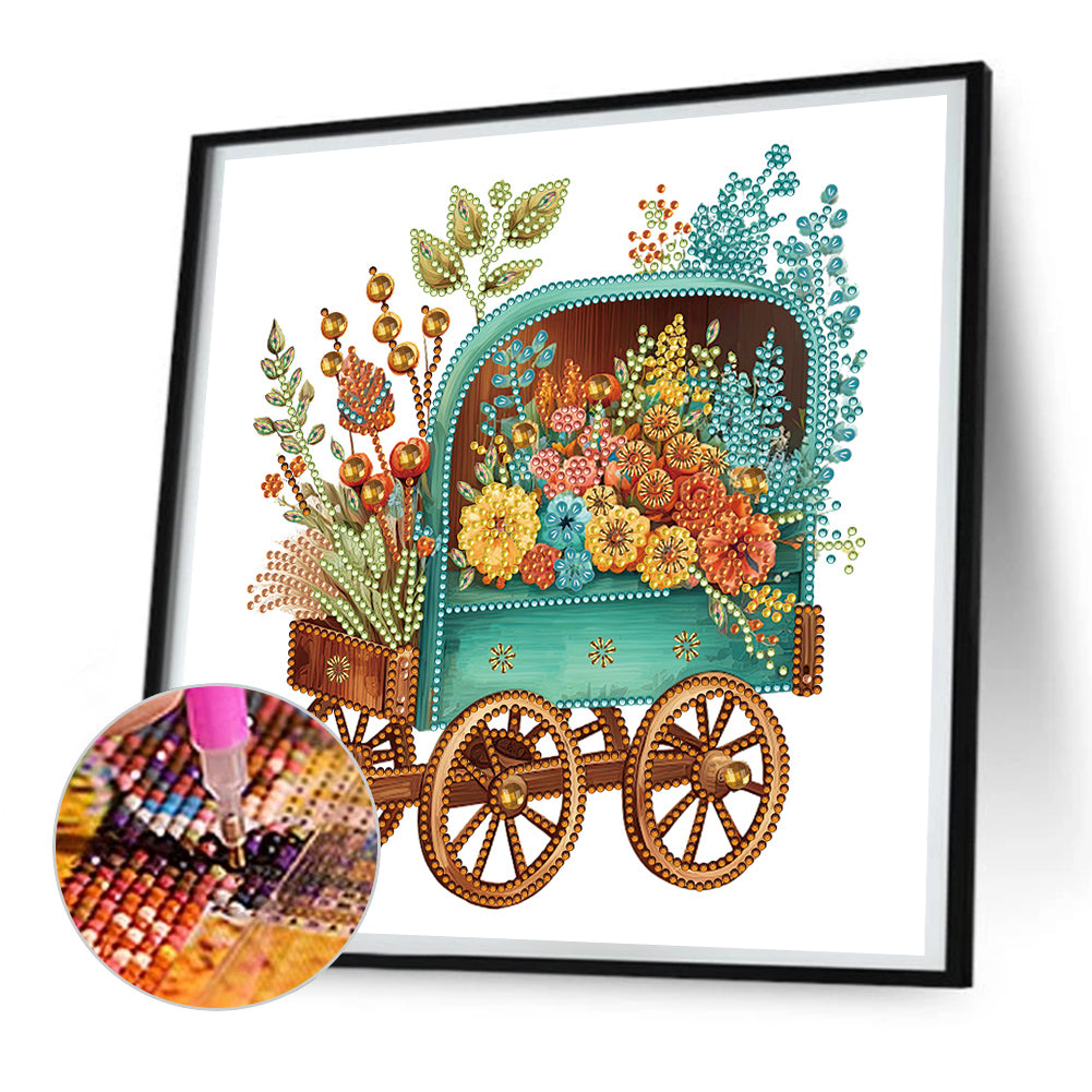 Flowers And Cars - Partial Special-Shaped Drill Diamond Painting 30*30CM