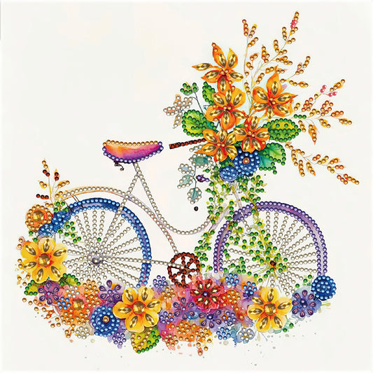 Flowers And Bicycles - Special Shaped Drill Diamond Painting 30*30CM