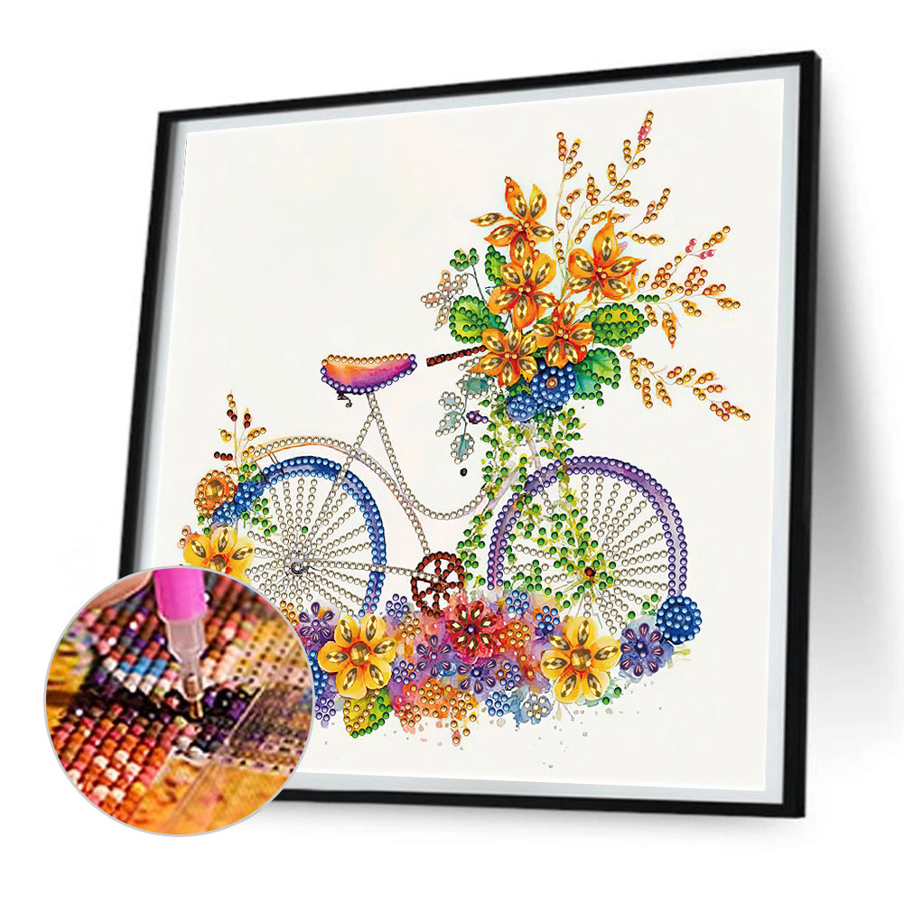 Flowers And Bicycles - Special Shaped Drill Diamond Painting 30*30CM