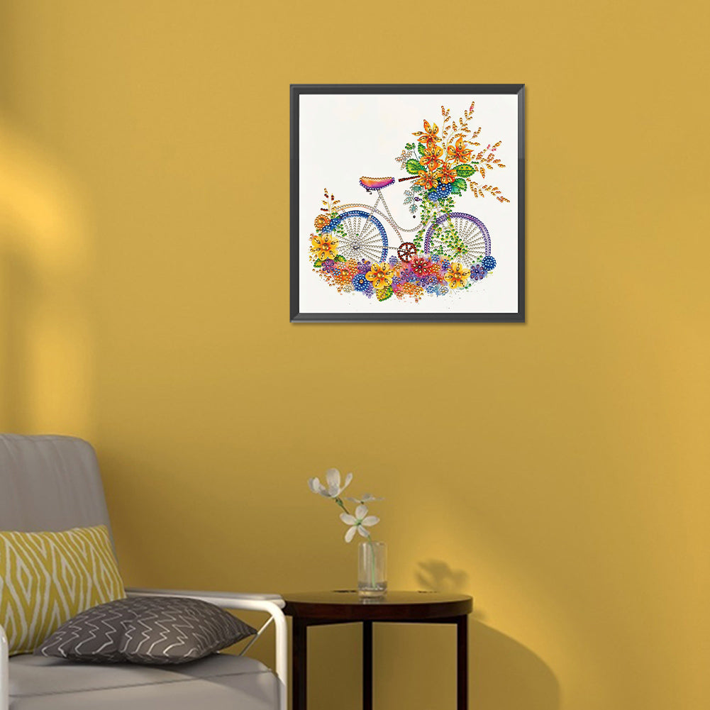 Flowers And Bicycles - Special Shaped Drill Diamond Painting 30*30CM