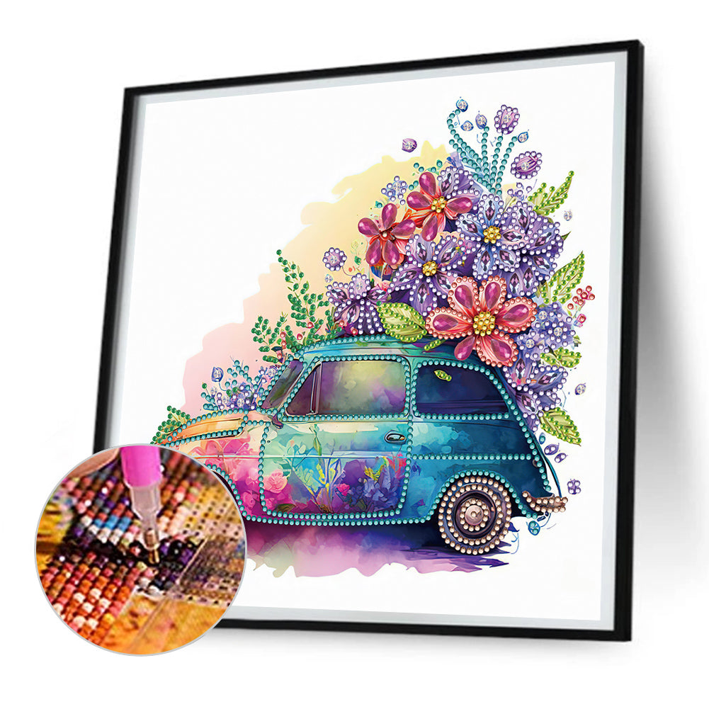 Flowers And Cart - Partial Special Shaped Drill Diamond Painting 30*30CM