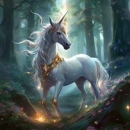 Forest Unicorn - Full Round Drill Diamond Painting 40*40CM