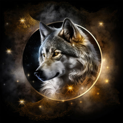 Dark Night Wolf - Full Round Drill Diamond Painting 40*40CM