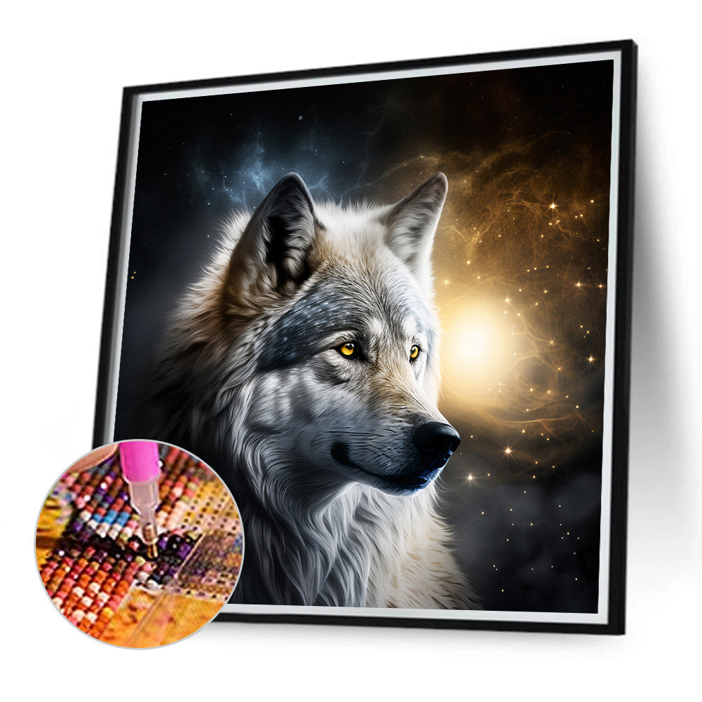 Dark Night Wolf - Full Round Drill Diamond Painting 40*40CM