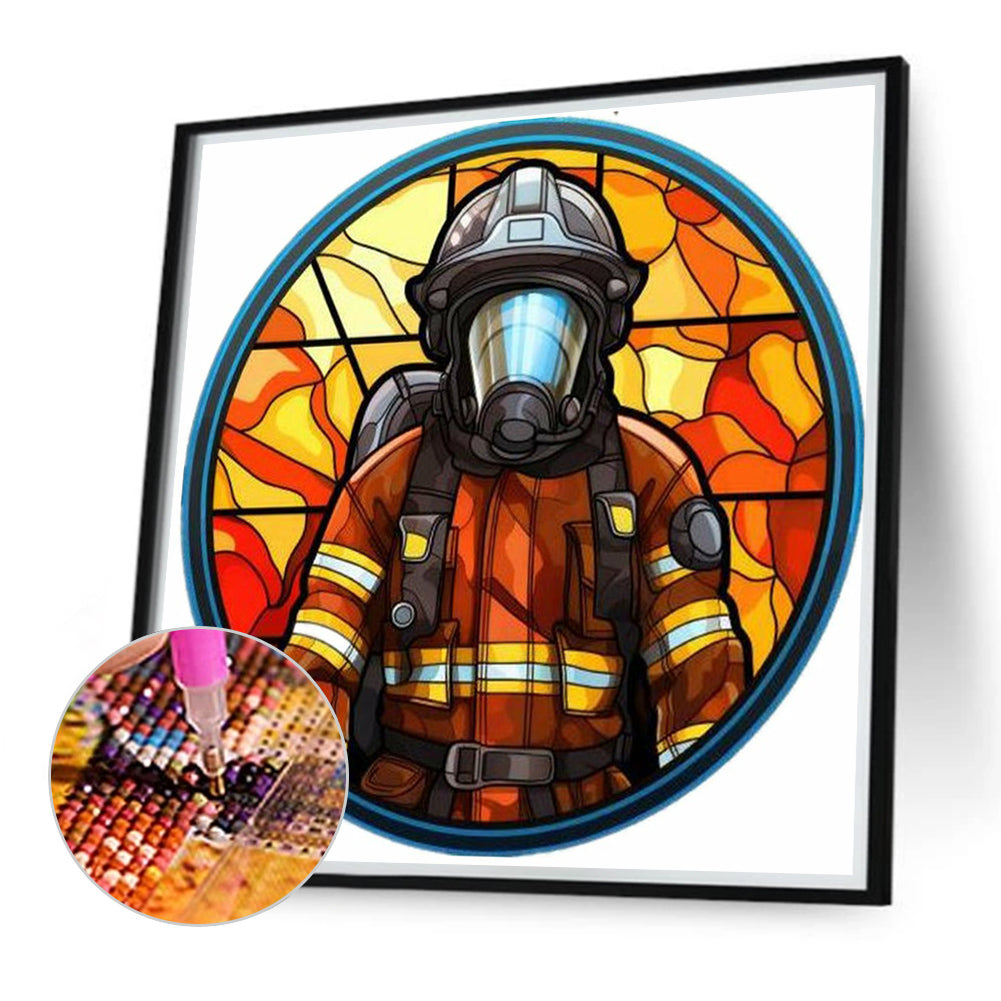 Medallion Firefighter - Full Round Drill Diamond Painting 40*40CM