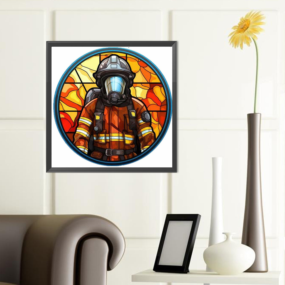 Medallion Firefighter - Full Round Drill Diamond Painting 40*40CM