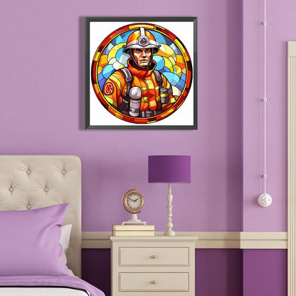 Medallion Firefighter - Full Round Drill Diamond Painting 40*40CM