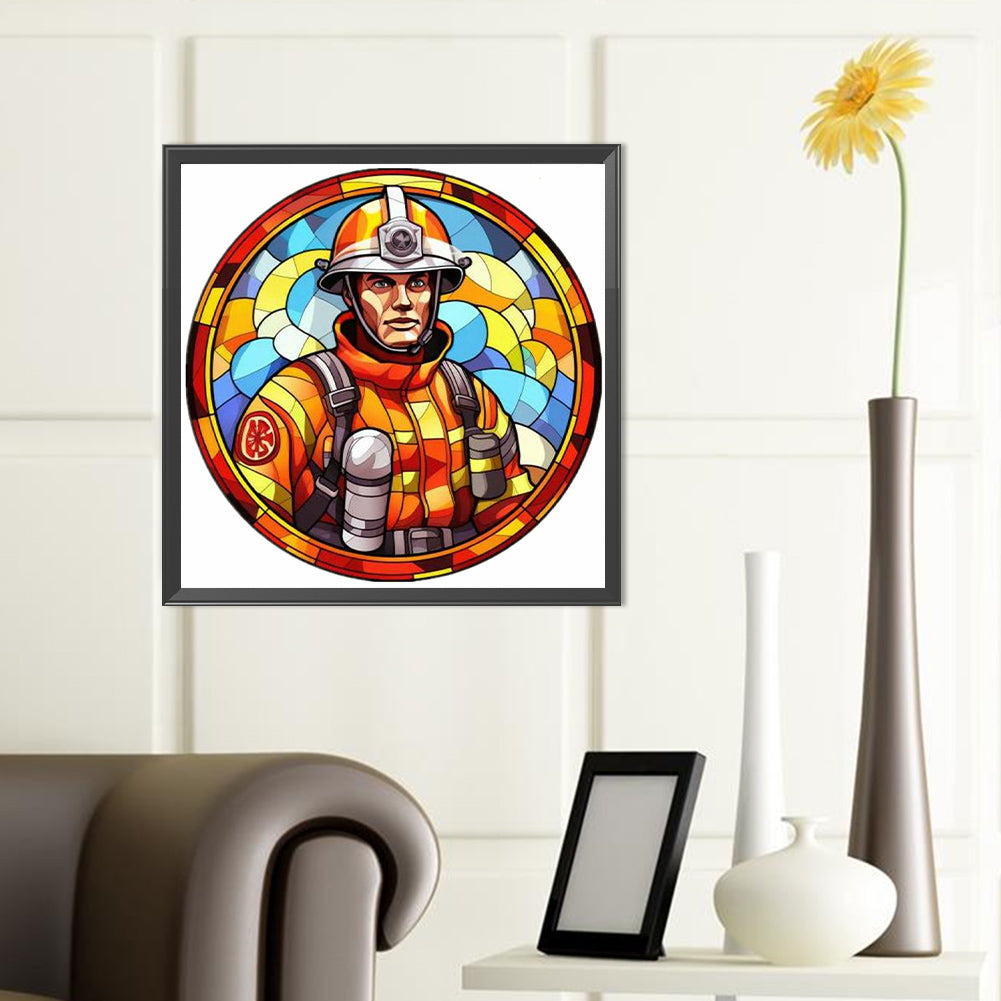 Medallion Firefighter - Full Round Drill Diamond Painting 40*40CM