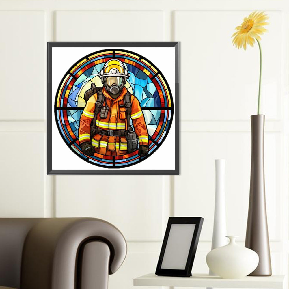 Medallion Firefighter - Full Round Drill Diamond Painting 40*40CM