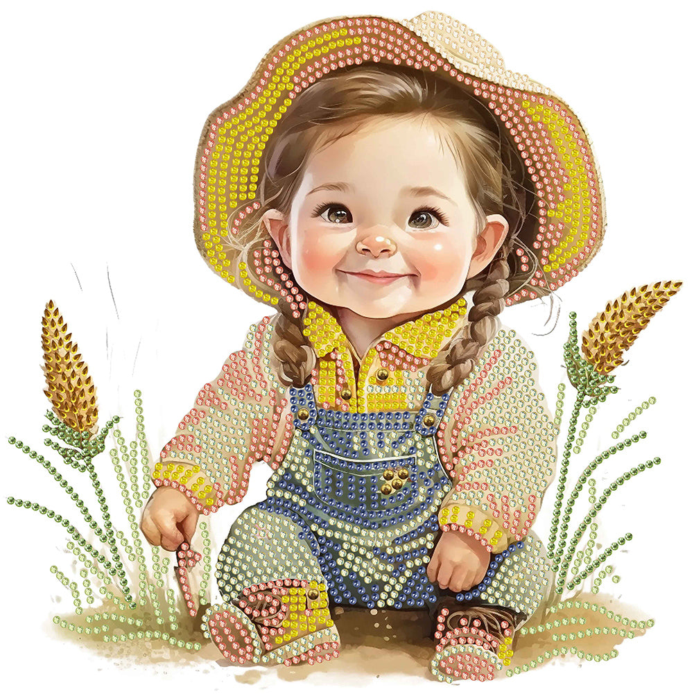 Farm Cowboy Kids - Special Shaped Drill Diamond Painting 30*30CM