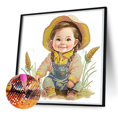 Farm Cowboy Kids - Special Shaped Drill Diamond Painting 30*30CM