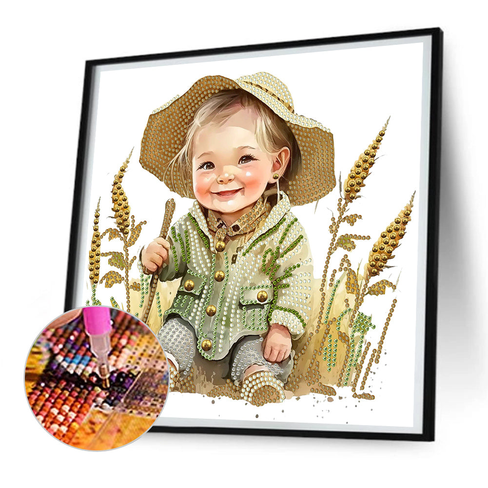 Farm Cowboy Kids - Special Shaped Drill Diamond Painting 30*30CM