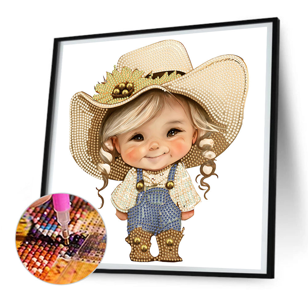 Farm Cowboy Kids - Special Shaped Drill Diamond Painting 30*30CM