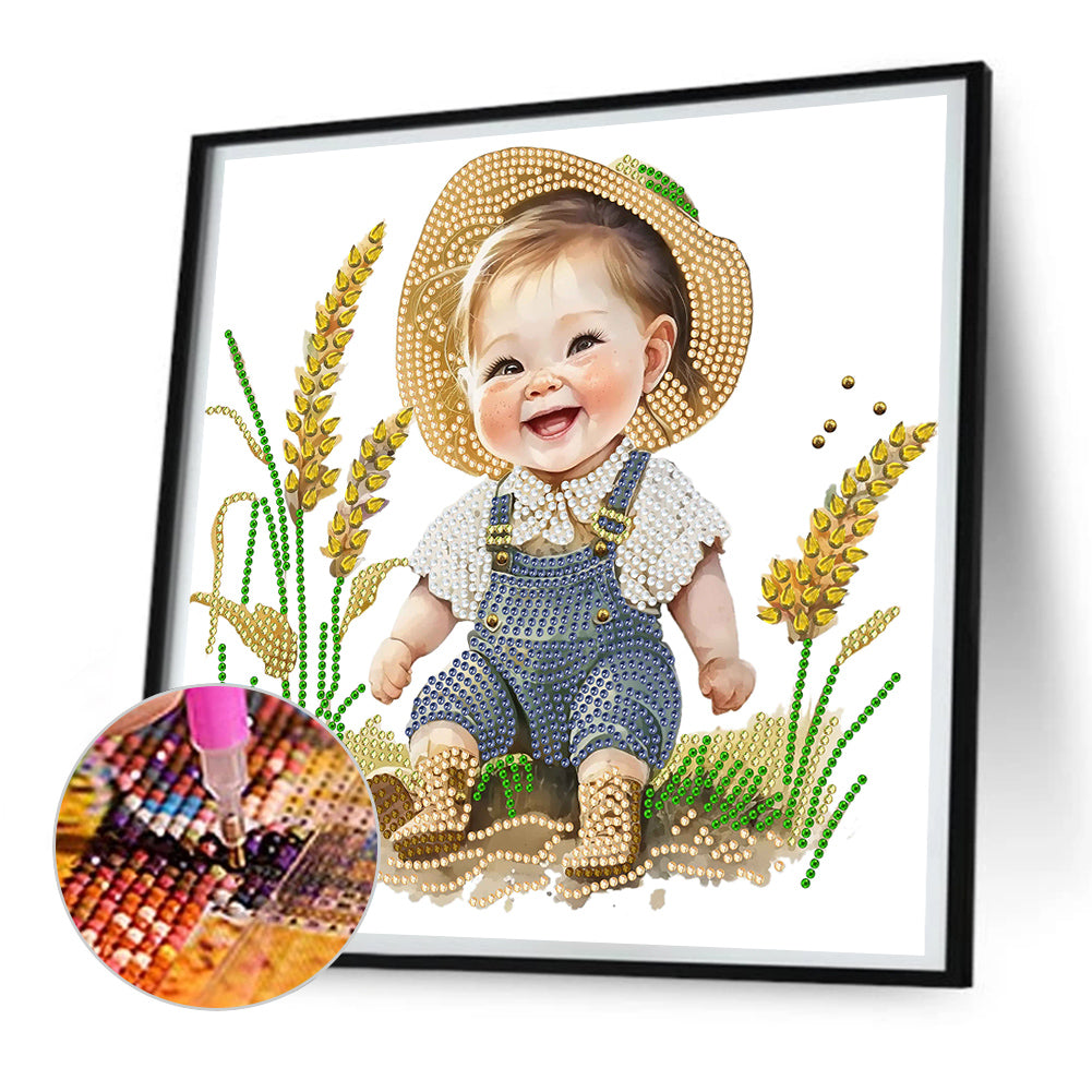 Farm Cowboy Kids - Special Shaped Drill Diamond Painting 30*30CM