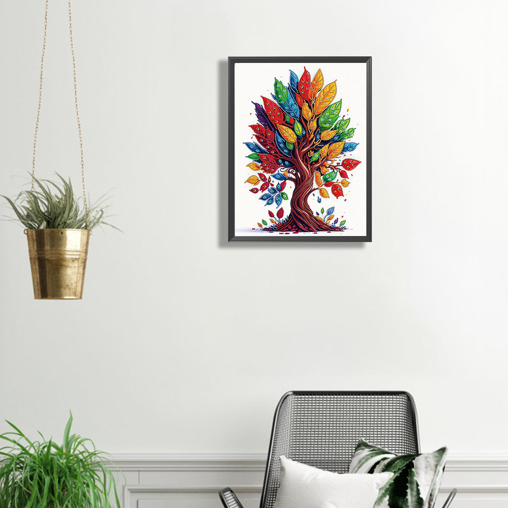 Tree Of Life Colorflower - Special Shaped Drill Diamond Painting 30*40CM