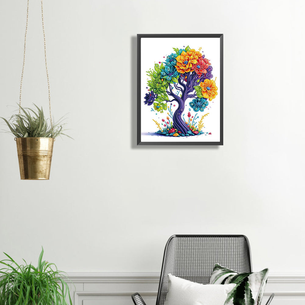 Tree Of Life Colorflower - Special Shaped Drill Diamond Painting 30*40CM