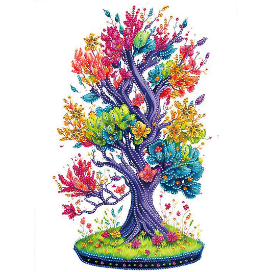 Tree Of Life¡¤Colorful Tree - Special Shaped Drill Diamond Painting 30*40CM