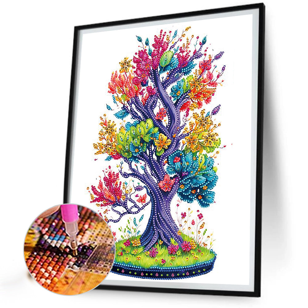 Tree Of Life¡¤Colorful Tree - Special Shaped Drill Diamond Painting 30*40CM