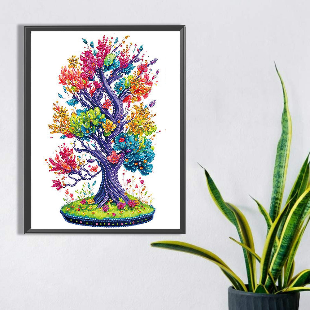 Tree Of Life¡¤Colorful Tree - Special Shaped Drill Diamond Painting 30*40CM