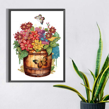 Wine Barrel And Flowers - Special Shaped Drill Diamond Painting 30*40CM