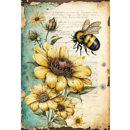 Retro Poster - Bee Sunflower - 11CT Stamped Cross Stitch 40*60CM