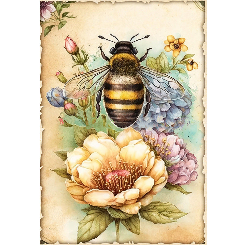 Vintage Poster - Bee Flowers - 11CT Stamped Cross Stitch 40*60CM