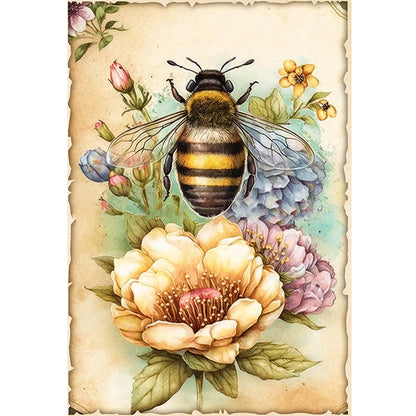 Vintage Poster - Bee Flowers - 11CT Stamped Cross Stitch 40*60CM